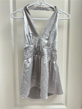 Silver Fairycore Suzy Shier Halter Top